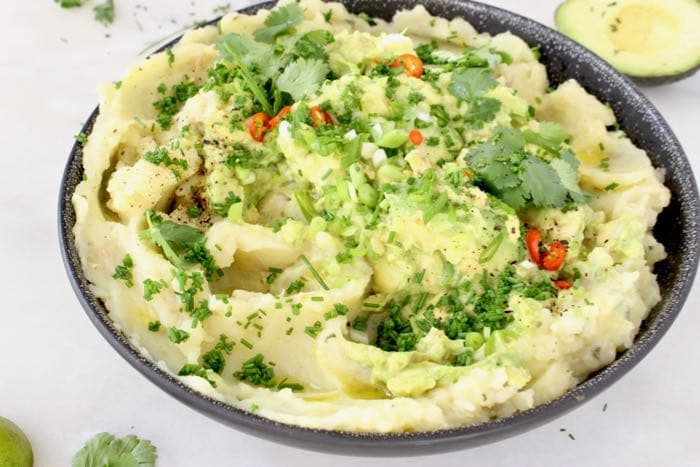 The Best Avocado Mashed Potatoes with Scallion, Lime and Chives