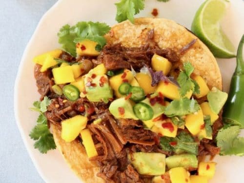Vegan Jackfruit Tacos With Mango Salsa Recipe Veggie Society
