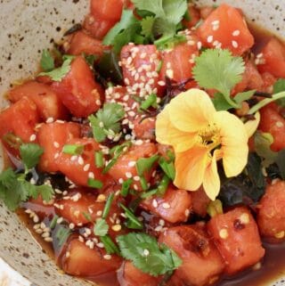Watermelon Tuna Vegan Poke Bowl