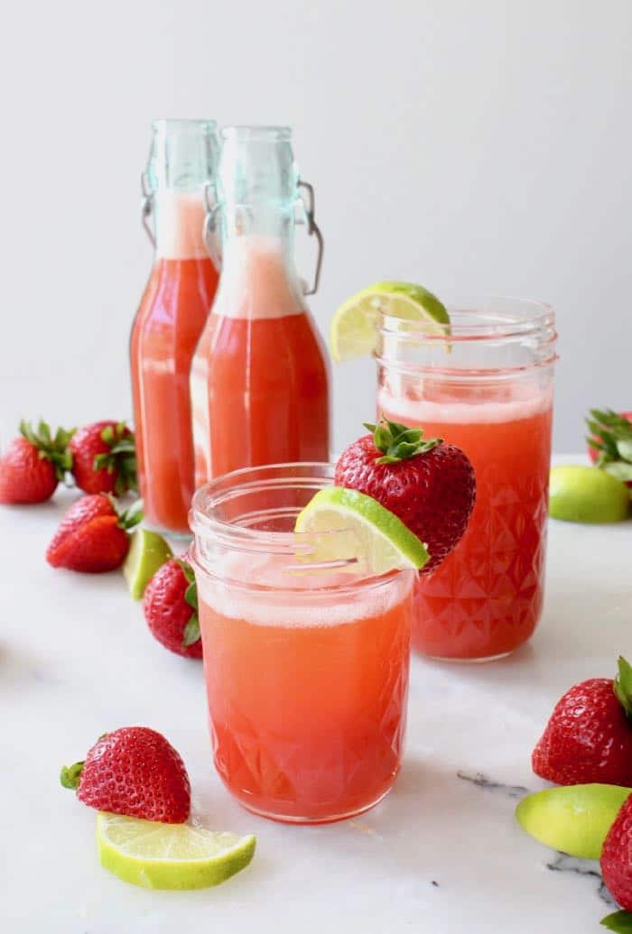 Strawberry Agua Frescas Bottles and Jugs.