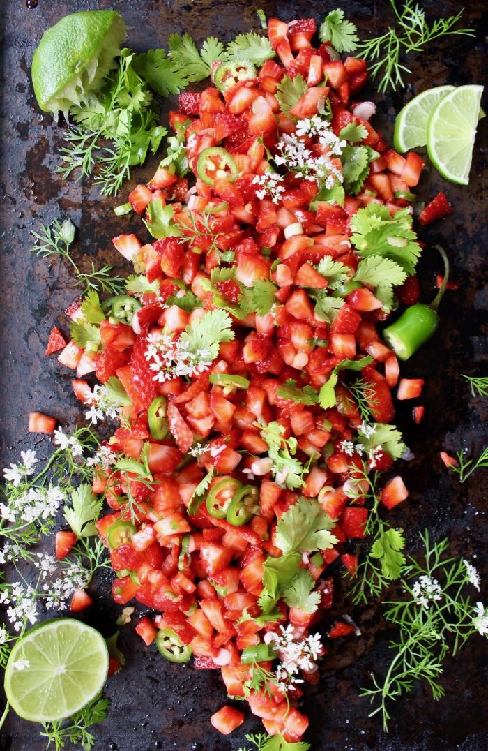 Vegan Strawberry Jalapeno Salsa Recipe - WFPB