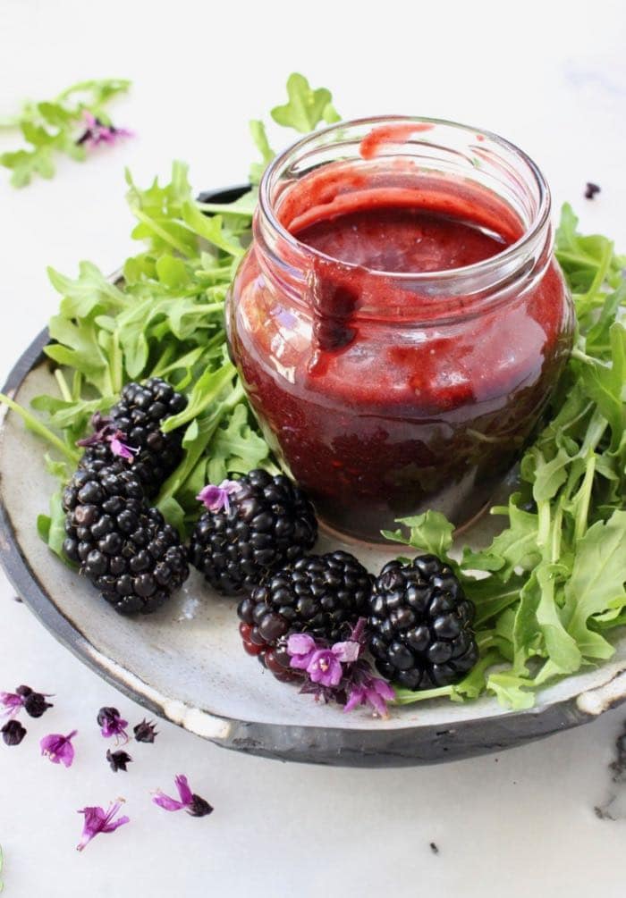 Italian blackberry balsamic vinaigrette recipe, oil-free vegan wfpb.