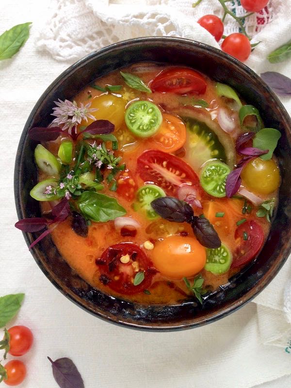 Tomato Cucumber Gazpacho (Vegan Recipe)