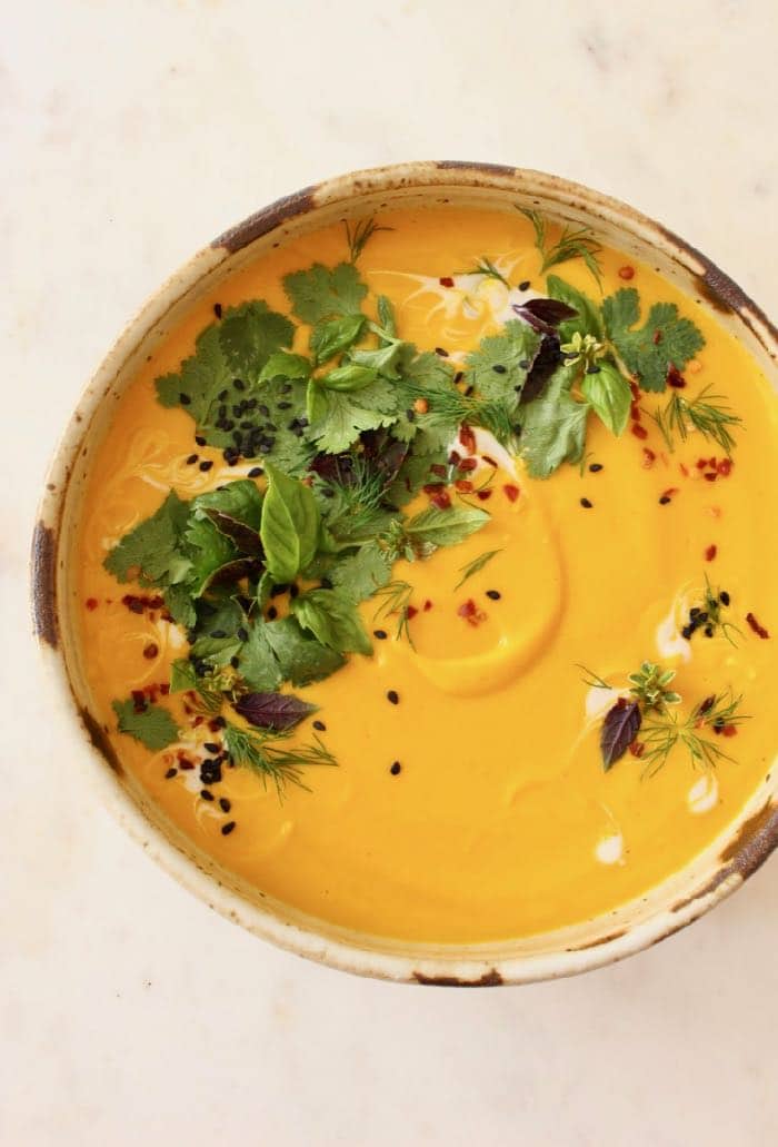 Ginger Carrot Soup with Coconut Milk ~ Vegan Recipe