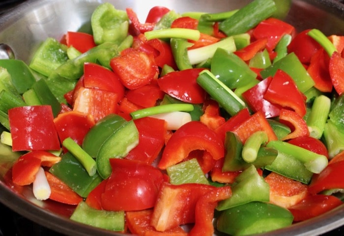 Stir Fried Veggies - bell peppers + scallions