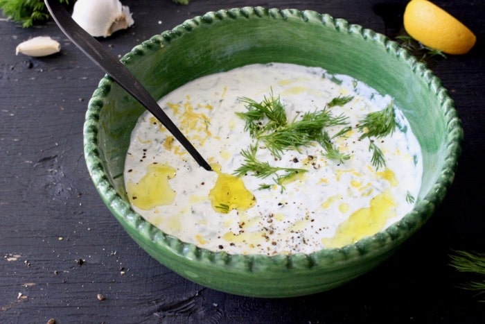 Vegan Tzatziki Sauce Recipe with Coconut Yogurt, Cucumber and Garlic