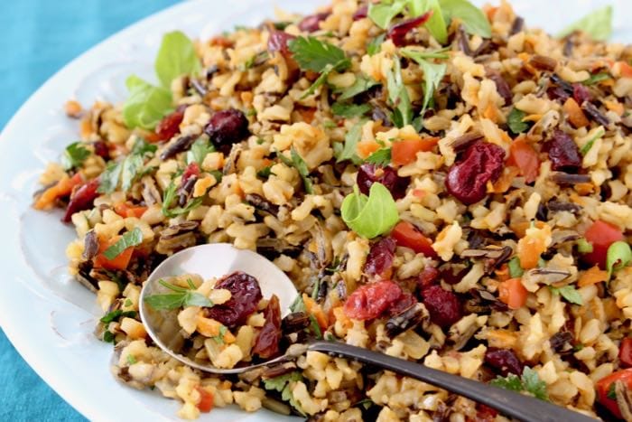 Thanksgiving Wild Rice Pilaf Recipe with Cranberries and Leeks