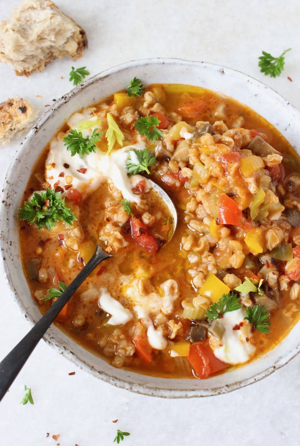 Best Vegan Unstuffed Bell Pepper Soup with Tomato Broth