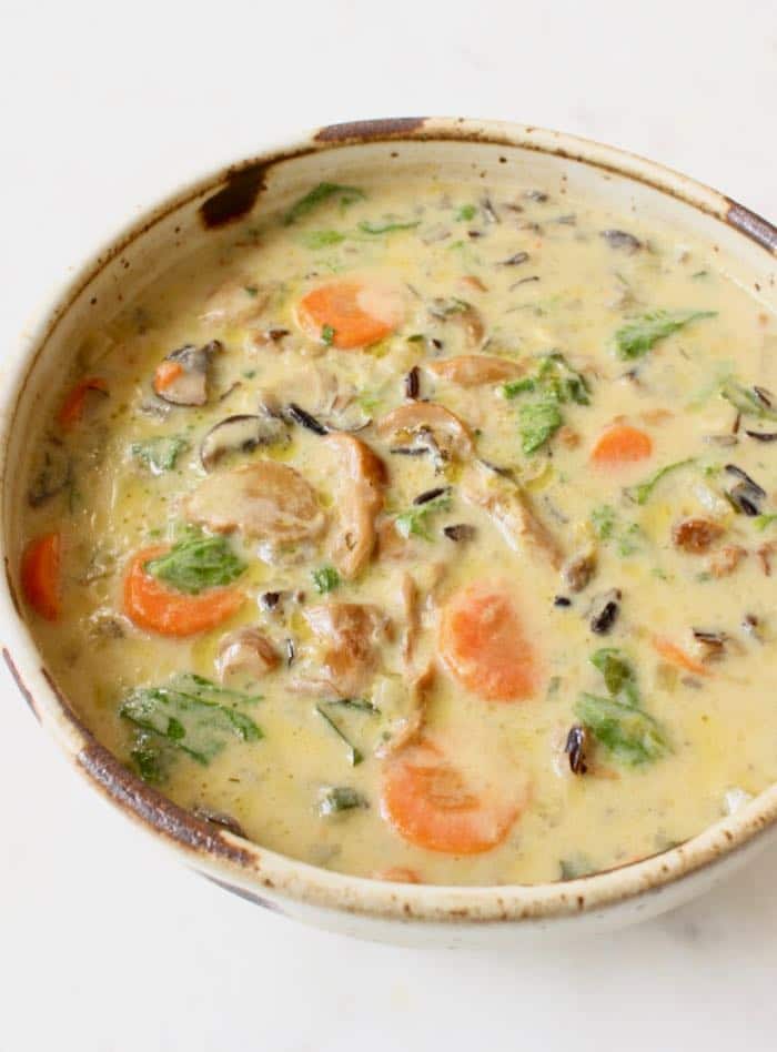 Wild Rice and Wild Mushroom Soup with Kale ~ Vegan Recipe
