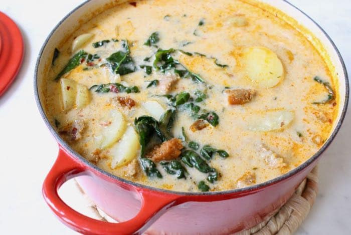 How to Make Vegan Zuppa Toscana with Potatoes, Sausage and Kale.