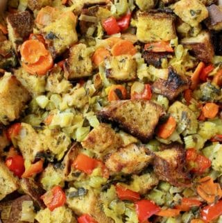 Vegan Classic Bread Stuffing with Leeks, Sage and Thyme