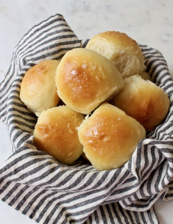 Light and fluffy Vegan Dinner Rolls recipe Italian style with olive oil and sea salt.