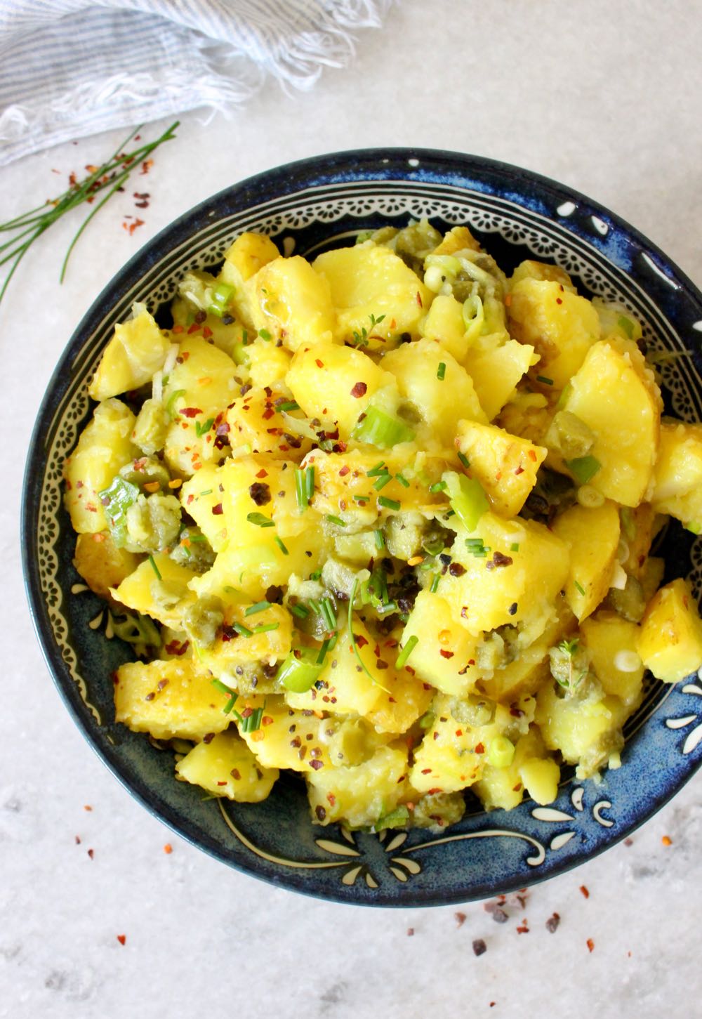 Vegan Eggless Potato Salad with Cornichons and Dill