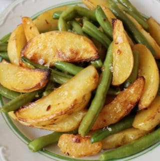 Roasted potatoes and green beans