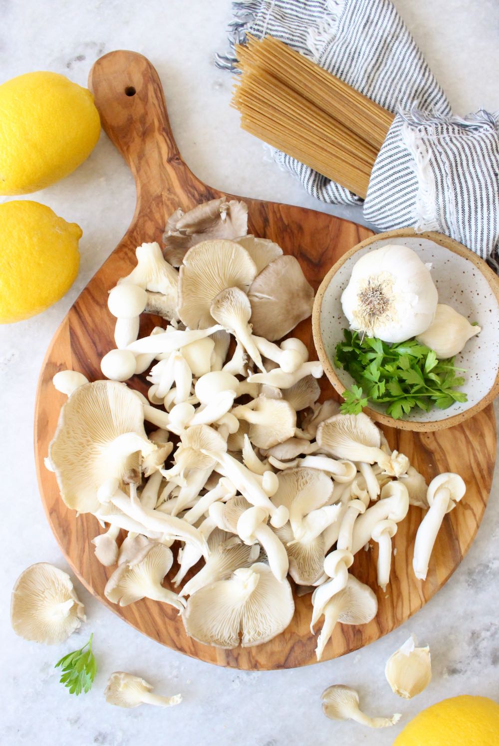 Aglio e Olio Ingredients with Oyster Mushrooms