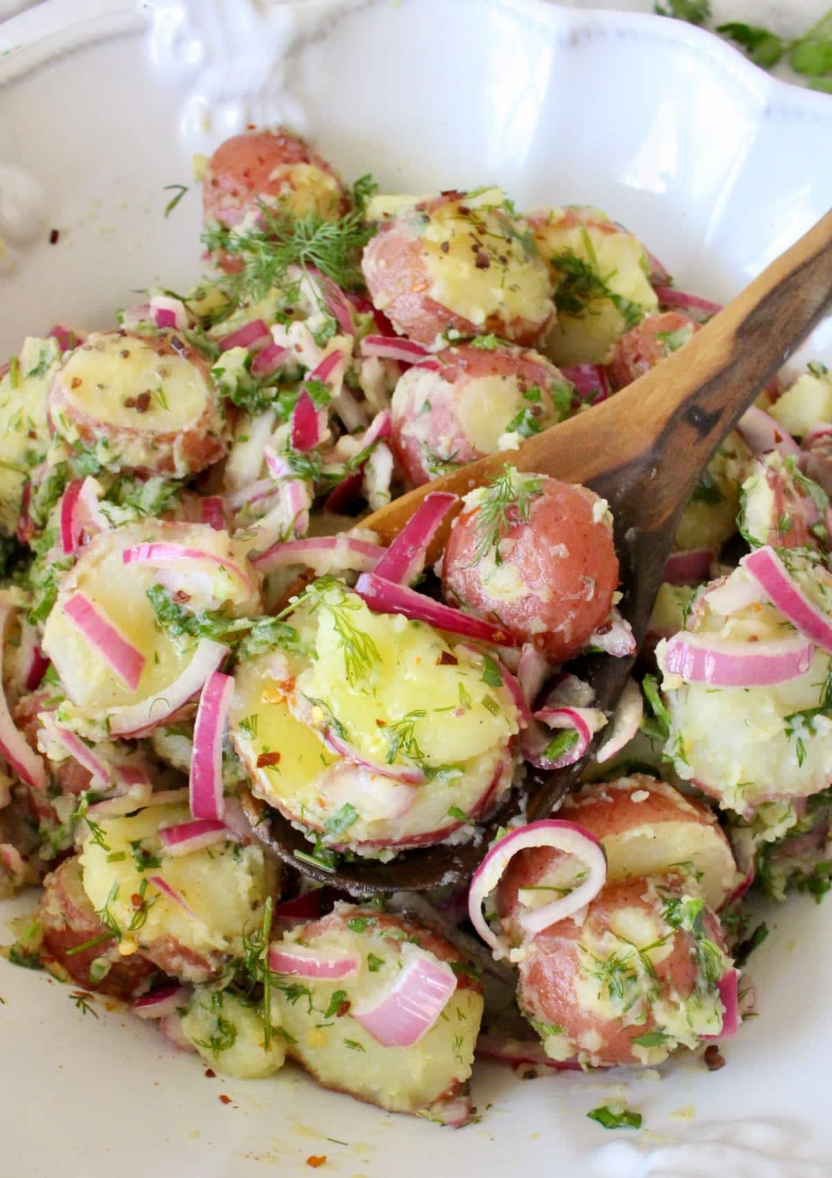herbed warm potato salad with red potatoes