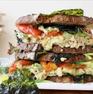 smashed chickpea salad sandwich (vegan + wfpb, gluten free)