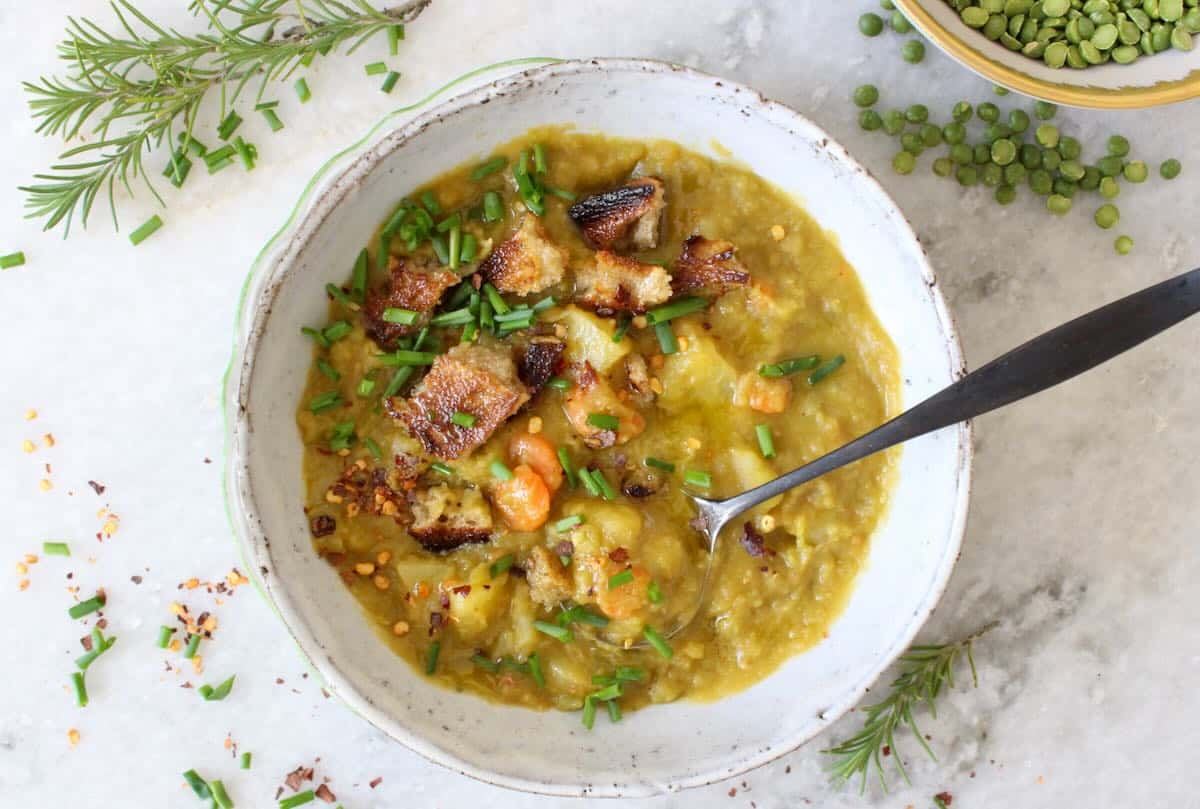 healthy split pea soup with potatoes