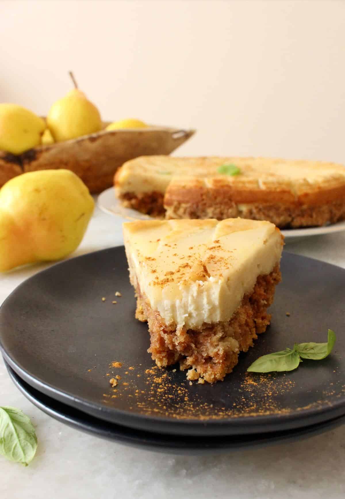 vegan ricotta pie with pears