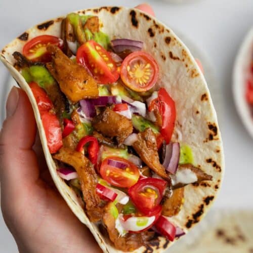 vegan sheet pan mushroom fajitas